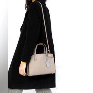 TORY BURCH SMALL WALKER LEATHER TOTE/CROSSBODY BAG-HERON GRAY